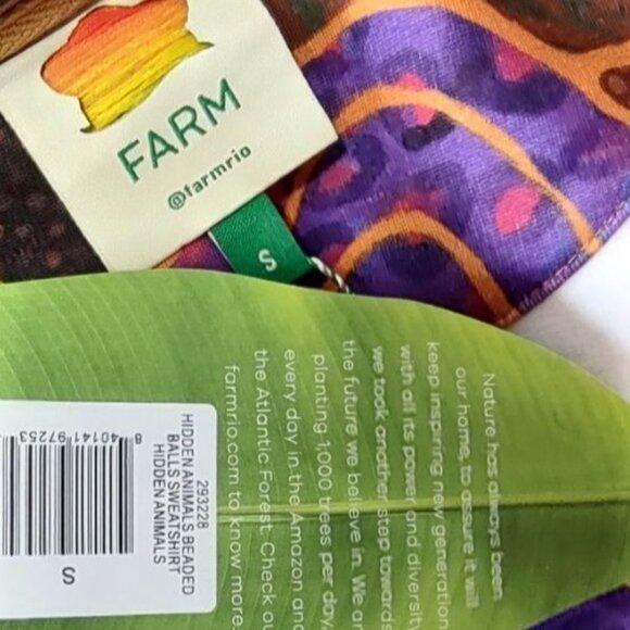 FARM Rio Sweatshirt S Hideen Animals Beaded Balls ASO TV Colorful Pullover - Picture 10 of 15